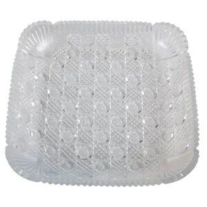 VTG Mikasa Cut Crystal Serving Tray 9.5" Pinwheel Starburst Heavy Glass Platter